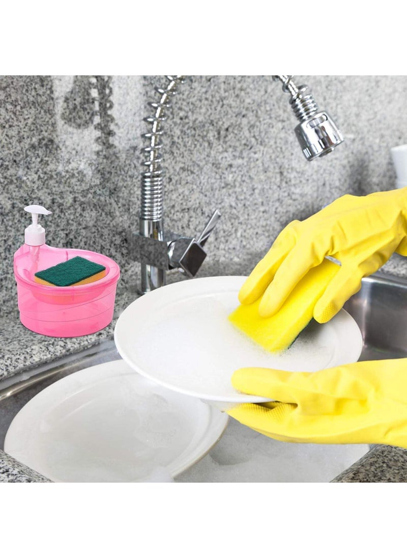 Generic - Double Layer Liquid Soap Dispenser with Pump and Sponge Practical for Hotel Sink Clear Soap Dispensing Liquid Pump Bottle for Home Kitchen Rectangle (2 in 1) - Image 1