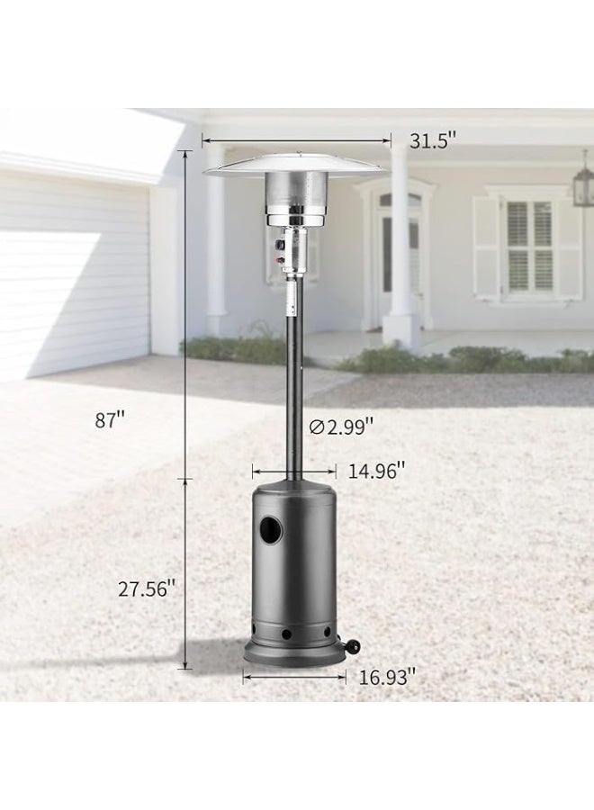 Outdoor Patio Heater, Mushroom-Style Propane Gas, Black Metal Stand - Image 3