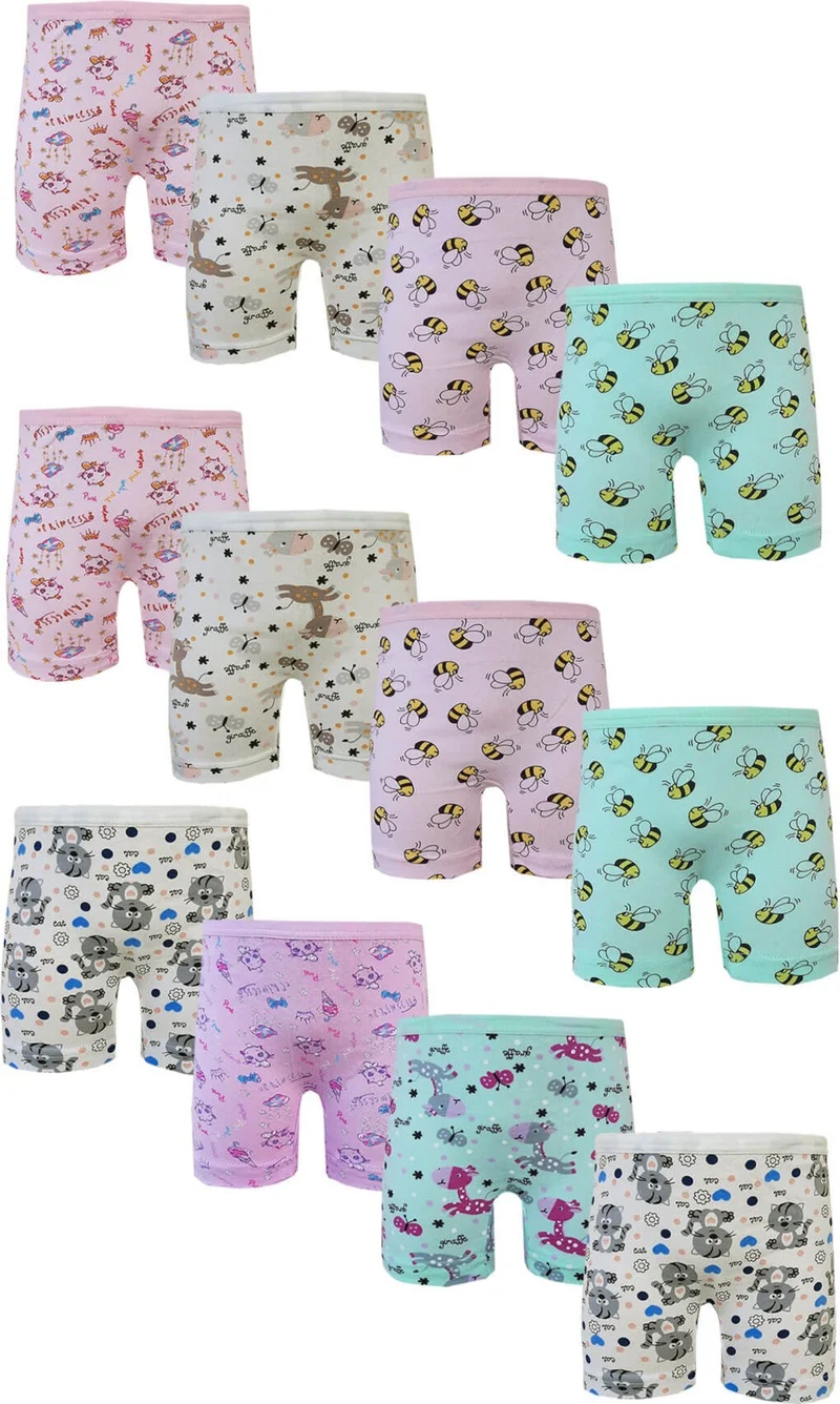 هيبسين راكيب Rival to All 12LI Girl's Long Boxer Cotton Lycra Printed Colorful