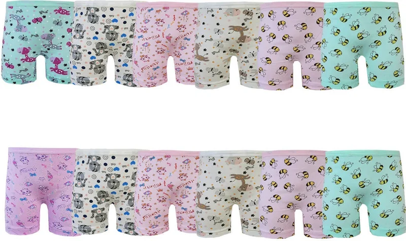 هيبسين راكيب Rival to All 12LI Girl's Long Boxer Cotton Lycra Printed Colorful