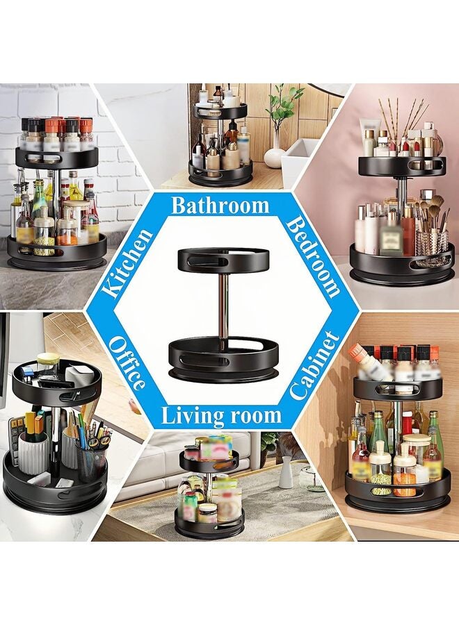 منظم دوار من ليزي سوزان، طبقتين من المعدن والفولاذ، قابل لتعديل ارتفاع الطاولة الدوارة، رفوف توابل دوارة لخزانة المؤن وطاولة الخزانة - Image 4