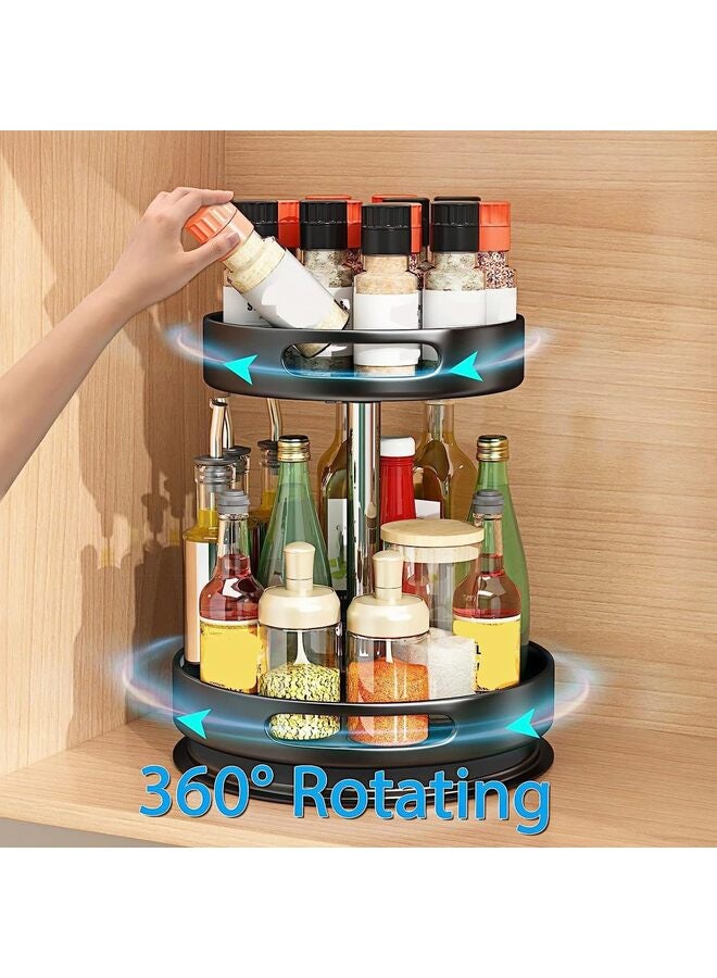 منظم دوار من ليزي سوزان، طبقتين من المعدن والفولاذ، قابل لتعديل ارتفاع الطاولة الدوارة، رفوف توابل دوارة لخزانة المؤن وطاولة الخزانة - Image 3