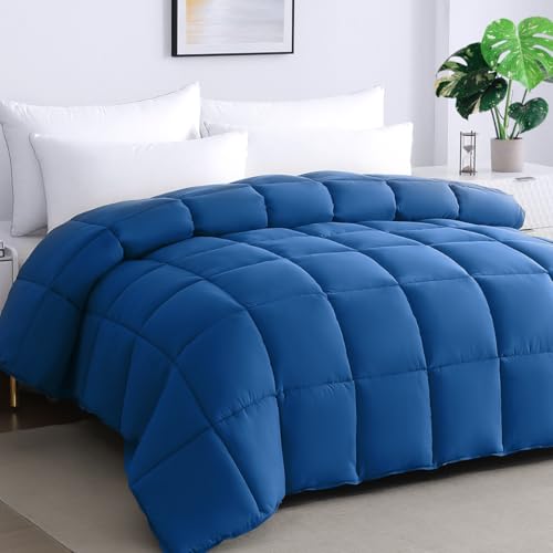STWIENER Soft Alaskan King Comforter 120"x 132", Extra Large Lightweight Quilted Down Alternative Comforter Duvet Insert for All Season-Fluffy Breathable Microfiber(Dark Blue, Alaskan King) - Image 1