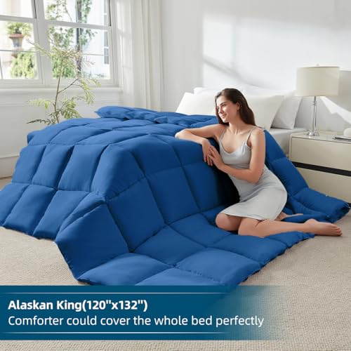 STWIENER Soft Alaskan King Comforter 120"x 132", Extra Large Lightweight Quilted Down Alternative Comforter Duvet Insert for All Season-Fluffy Breathable Microfiber(Dark Blue, Alaskan King) - Image 2