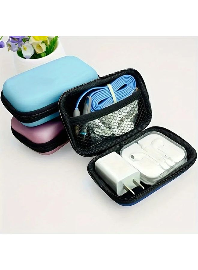 Sky Blue Portable Earphone Case Heavy Duty Zipper Storage Bag Tech Organizer for Headphones Earbuds - Image 2
