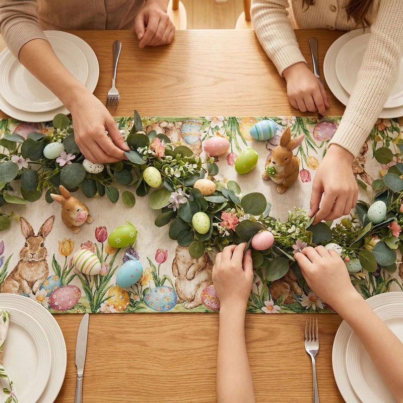 SWEETIME 5.9FT Easter Garland with Muticolor Eggs and Eucalyptus Leaves-Artificial Spring Vine Centerpiece Decoration,Farmhouse Hanging Rustic for Mantle Banisters Fireplace Door Tree Indoor Outdoor 1 Pcs - Image 3