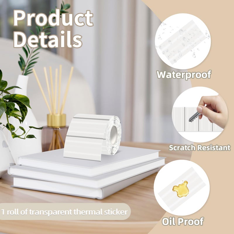 Starboling 2x1 Clear Thermal Labels,Address Barcode Self-Adhesive Thermal Printer Stickers for Logo Design,Name/Price Tag,Address - Image 3