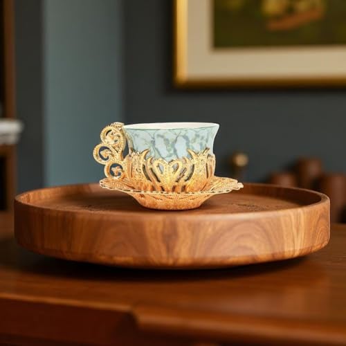 Alisveristime 12 Pc Turkish Greek Arabic Coffee Espresso Cup Saucer Porcelain Set (Gold) - Image 3