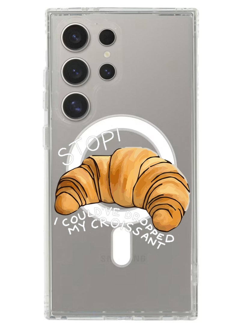 Theodor Magnetic Case for Samsung Galaxy S24 Ultra 6.8-inch Compatible with MagSafe Wireless Charging, Shockproof Phone Bumper Cover Croissant B - Image 1