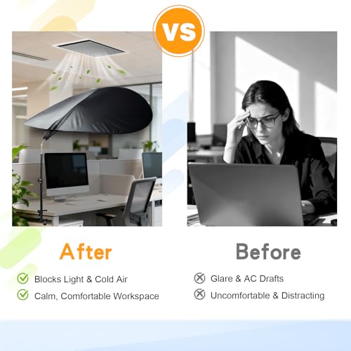 VSUNTENT Large Size 52''Office Cubicle Shade Cubicle Desk Light Shield to Block Anti-Glare Cover Light Sensitive Professionals Cubicle Light Quick Install Shading Light Shade with Clamp(Patent Pending) - Image 3
