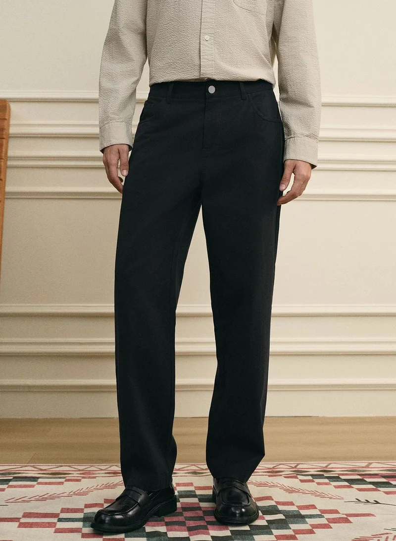 GIORDANO Men Regular Cotton Tencel Khaki Pants