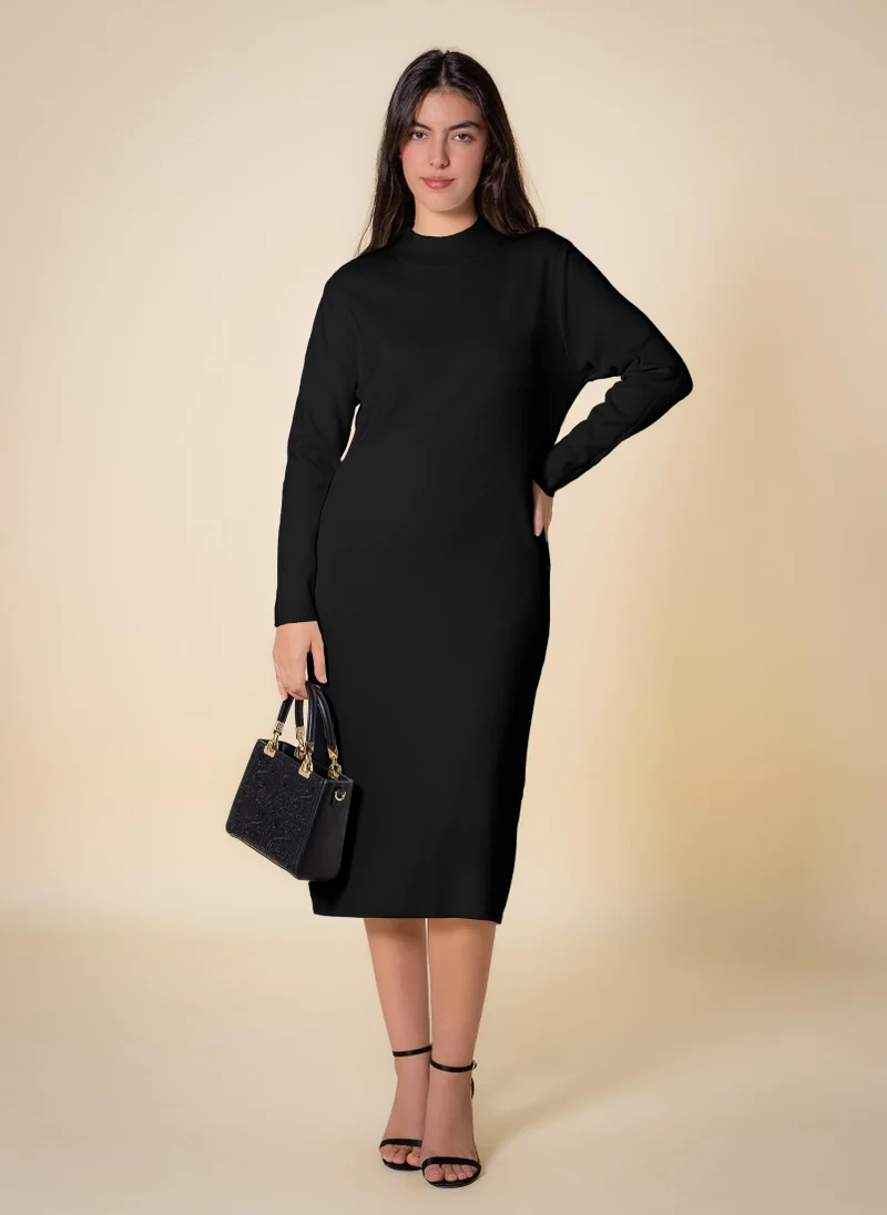 SHAPES FINE KNIT FITTED MIDI DRESS