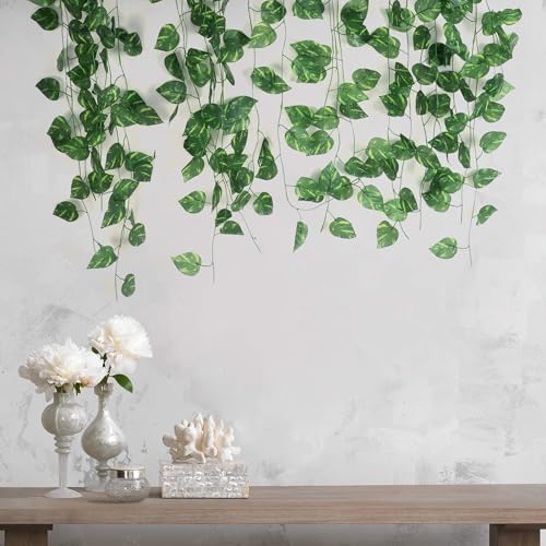 BS AMOR Artificial Creeper Money Plant Leaf Garland | Wall Hanging | Speacial Ocassion Decoration | Home Decor Party | Office Festival Theme Decorative Length 6 Feet Pack Strings (4) - Image 5