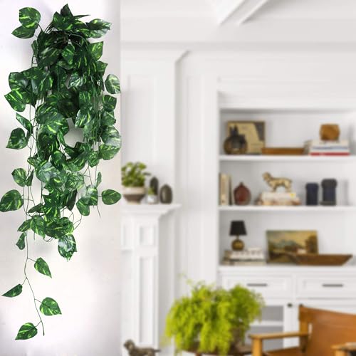 BS AMOR Artificial Creeper Money Plant Leaf Garland | Wall Hanging | Speacial Ocassion Decoration | Home Decor Party | Office Festival Theme Decorative Length 6 Feet Pack Strings (4) - Image 3