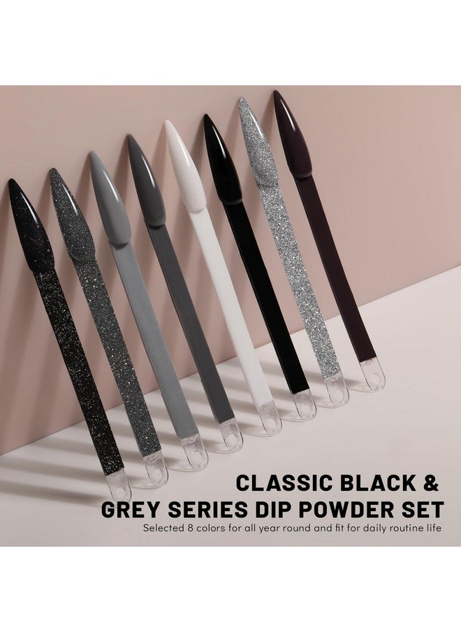 Aokitec - 8 Colors Dip Powder Nail Set Gray Classic White Black Collection Glitter Pastel Dipping Powder Manicure Starter Kit Nails French Nail Art Salon Home Diy Ideal Gifts For Women - Image 1