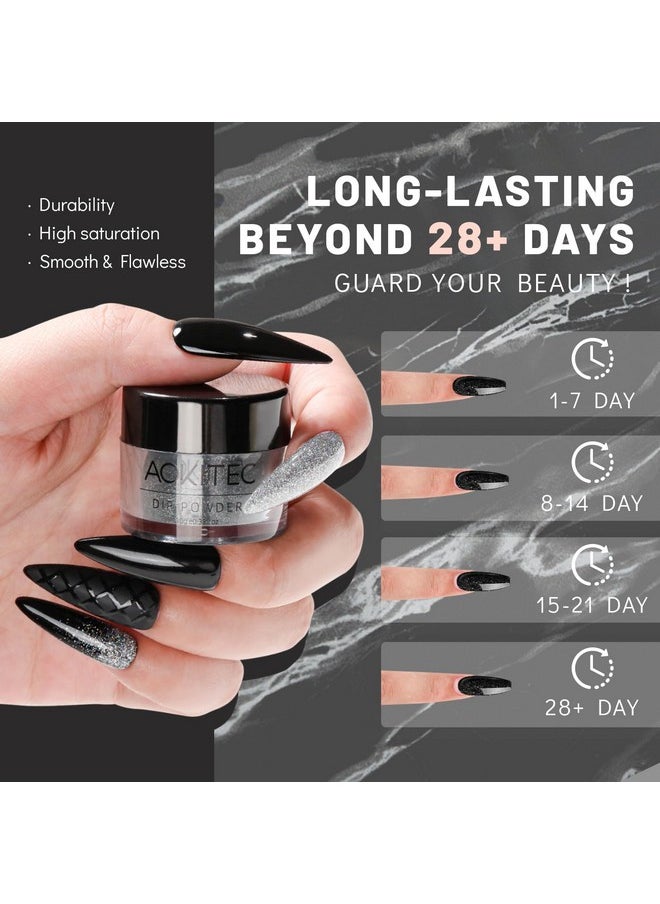 Aokitec - 8 Colors Dip Powder Nail Set Gray Classic White Black Collection Glitter Pastel Dipping Powder Manicure Starter Kit Nails French Nail Art Salon Home Diy Ideal Gifts For Women - Image 1