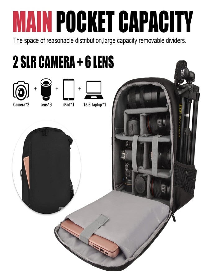Cwatcun Camera Backpack Professional Camera Bag for Sony Canon Nikon SLR DSLR Mirrorless Camera and Lens Waterproof Camera Case with 14" Laptop Compartment, Tripod Strap Accessories (Ⅱ Small Grey) - Image 2