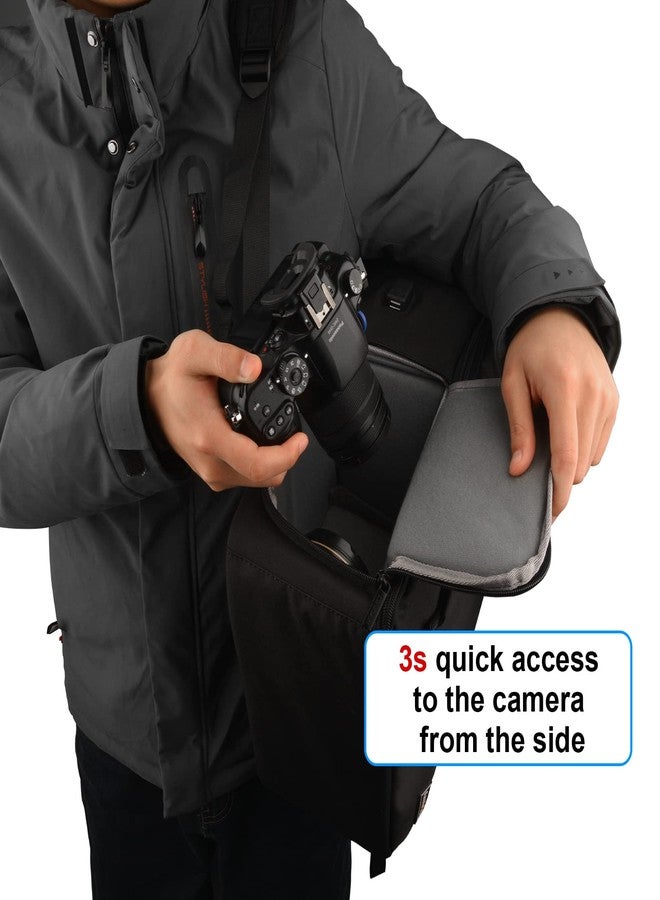 Cwatcun Camera Backpack Professional Camera Bag for Sony Canon Nikon SLR DSLR Mirrorless Camera and Lens Waterproof Camera Case with 14" Laptop Compartment, Tripod Strap Accessories (Ⅱ Small Grey) - Image 3