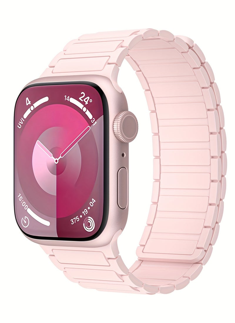 Generic - Magnetic Silicone Band for Apple Watch Ultra Ultra2/ 9 8 7 6 5 4 3 2 1 SE,Soft Silicone Waterproof Strap Wristbands Compatible with iWatch Apple Watch Series Ultra 49mm 45mm 44mm 42mm Women Men - Image 1