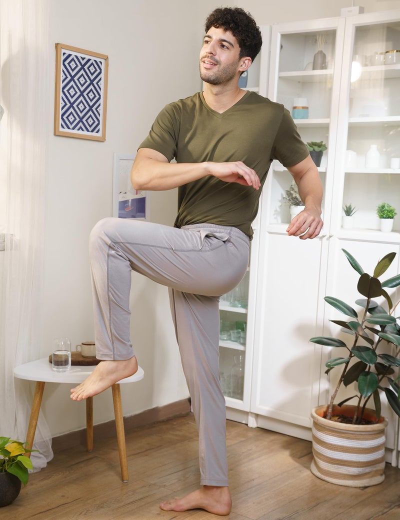 DAMENSCH Mens Regular Fit Statement Jersey Track Pants| Soft Prima Jersey Track Pant for Men-Pack of 1-Stone Grey-S - Image 2
