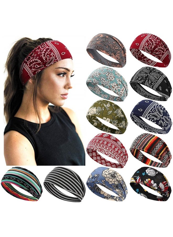 AKTVSHOW Women'S Boho Headbands For Short Hair, Non-Slip Wide Head Bands For Workout, Sports, Yoga Hair Accessories  - Image 1