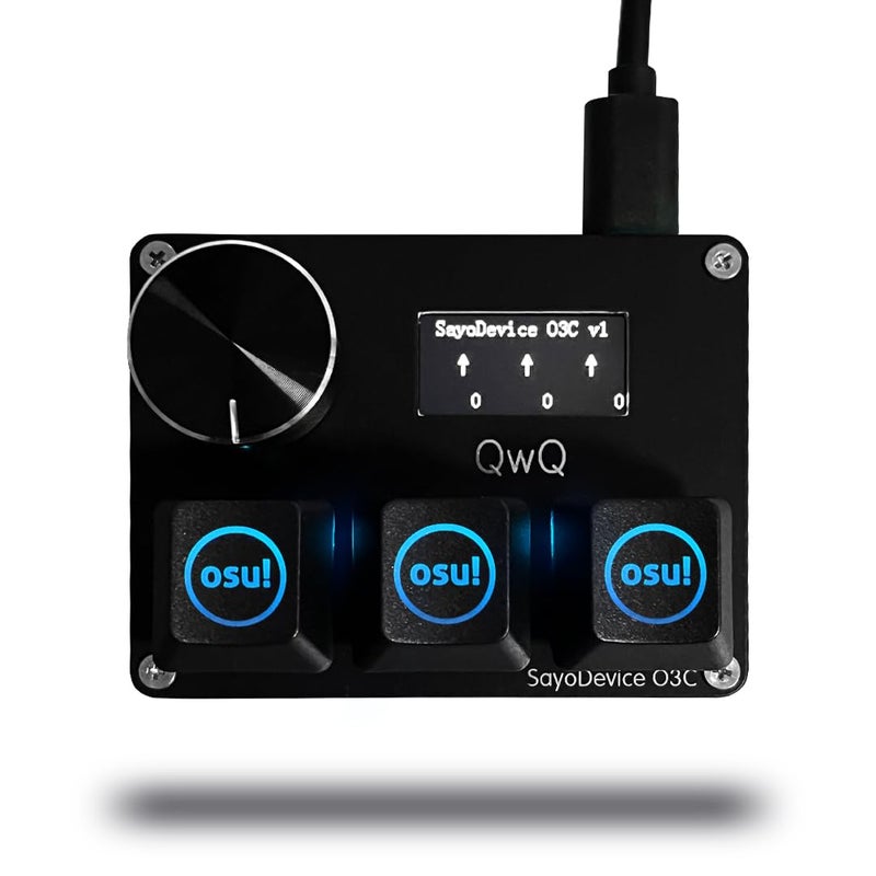 BTXETUEL SayoDevice O3C OSU Keyboard Rapid Trigger Hall Switches Magnetic Linear Switches Keyboard with Knob and Screen,Copy Paste,Shotcut,Macro Hotswap Mini Keypad.â€¦ (with OSU keycaps-Black) - Image 1