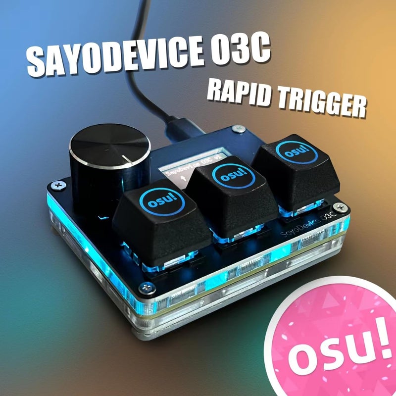 BTXETUEL SayoDevice O3C OSU Keyboard Rapid Trigger Hall Switches Magnetic Linear Switches Keyboard with Knob and Screen,Copy Paste,Shotcut,Macro Hotswap Mini Keypad.â€¦ (with OSU keycaps-Black) - Image 2