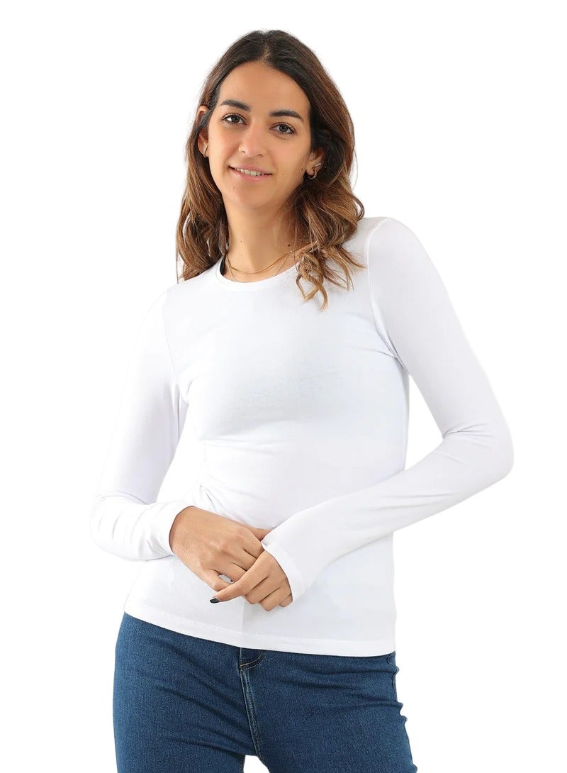 كارما بدي كلاسيكية من القطن والفيسكوز بأكمام طويلة ورقبة دائرية للنساء - Image 1