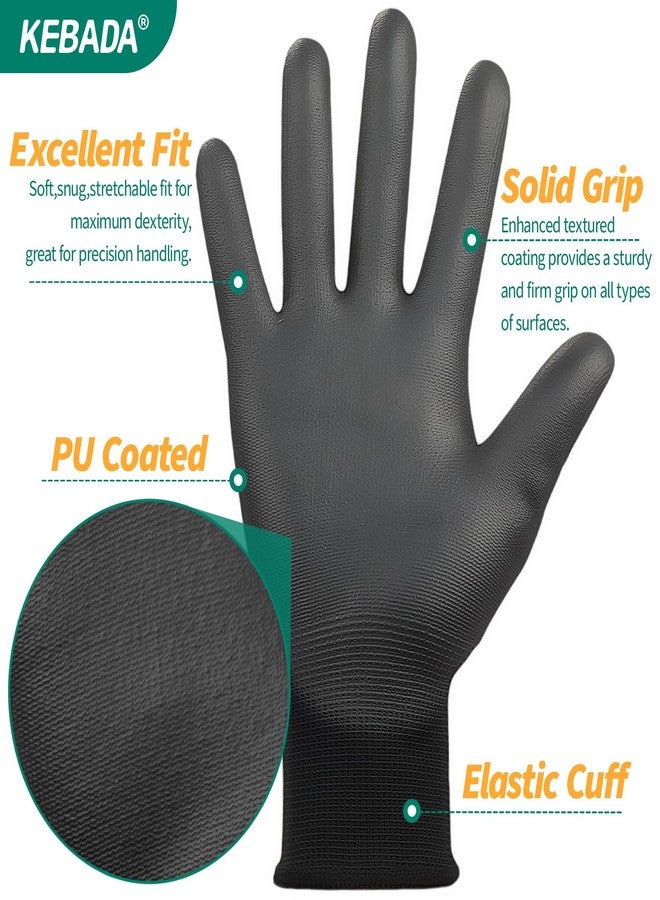 Kebada W1 Safety Work Gloves, PU Coated Touch Screen Work Gloves with Grip, Bulk Pack Work Gloves for Warehouse, Construction, Garden Use - Image 2