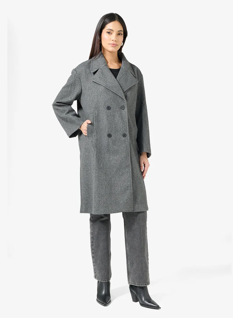 ايلا معطف طويل مزدوج الصدر