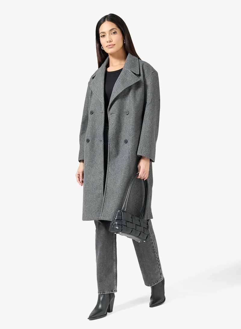 ايلا معطف طويل مزدوج الصدر