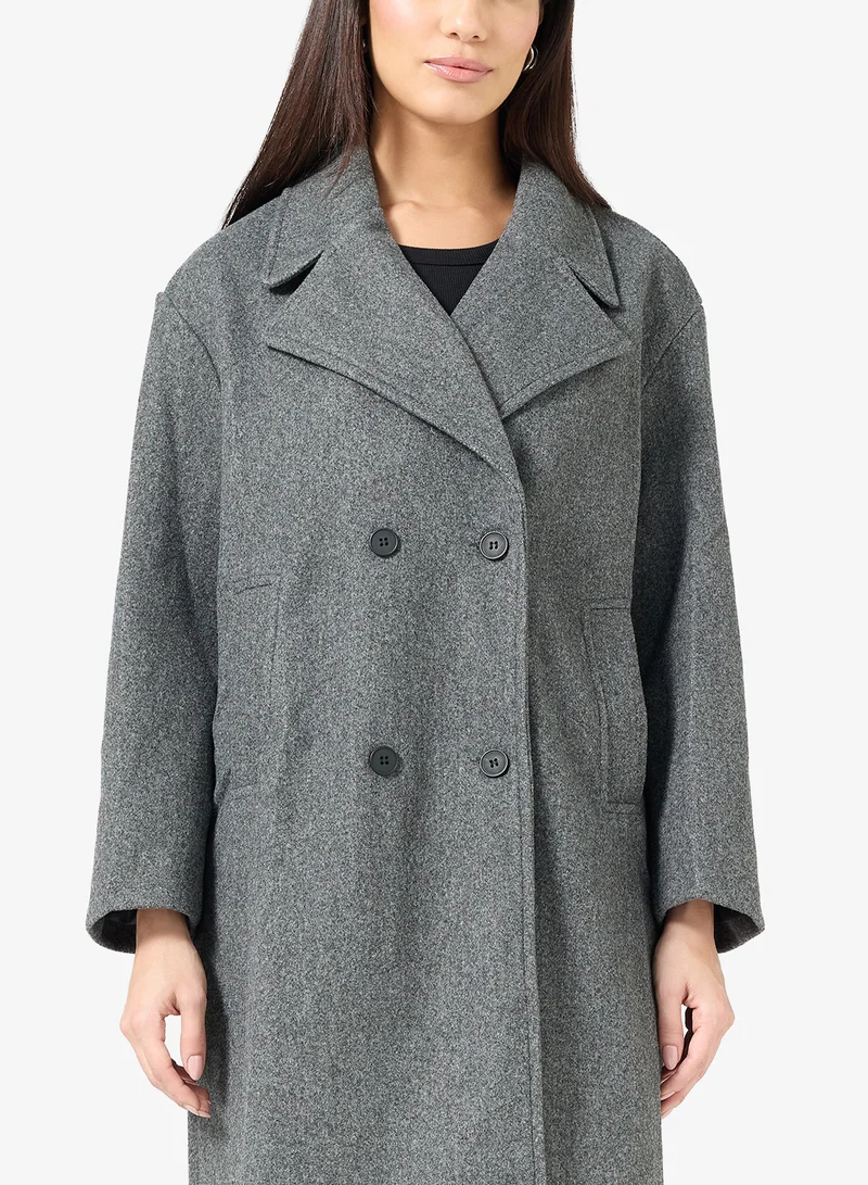 ايلا معطف طويل مزدوج الصدر