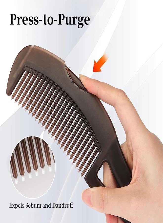 BSITFOW Dandruff Comb, Hollow Tooth Button Comb, Detoxing Brush Energy Massage Comb, Scalp Psoriasis Comb Dandruff Removal Brush, Lice Comb Multifunctional Hairbrush For Women Men Kids (1 pcs)(Brown) - Image 4
