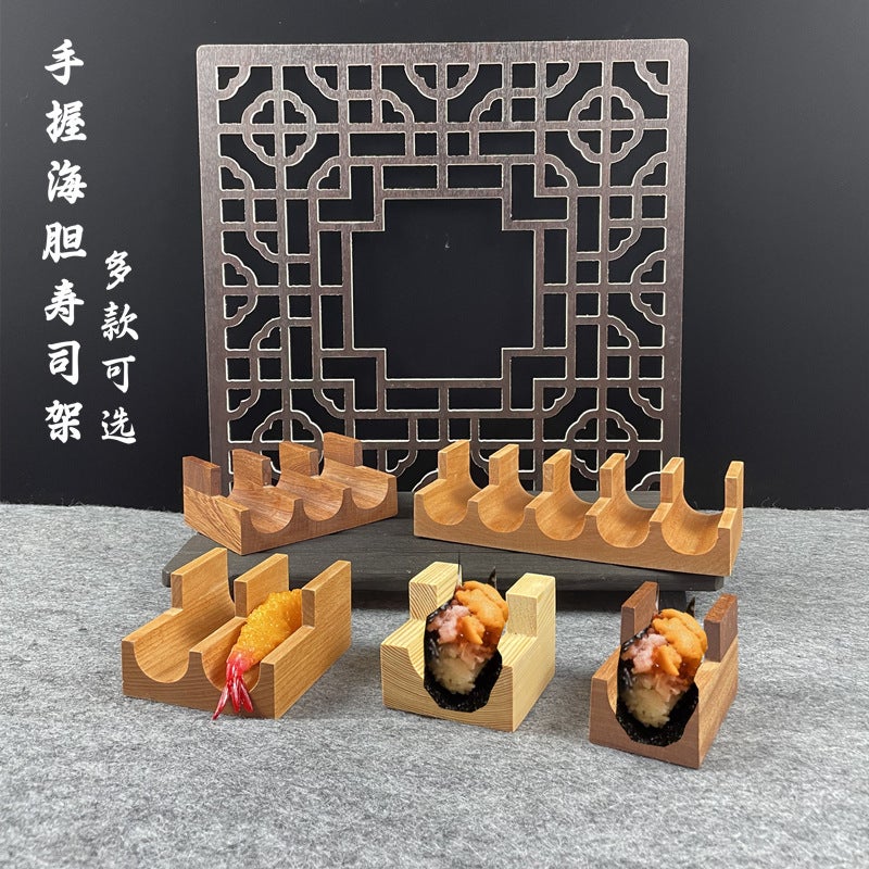 Japanese-Style Hand-Held Sea Urchin Rack U-Shaped Sushi Rack Wooden Dish Western Dining Table Taco Taker Cake Roll Plate Creative Tableware - Image 2