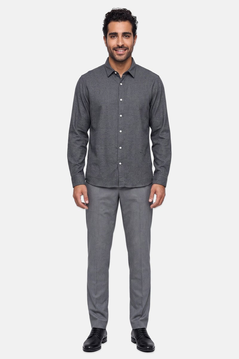 SELECTED Men Regular Fit Heather Long Sleeve Dress Shirt, Dark Grey - Image 2