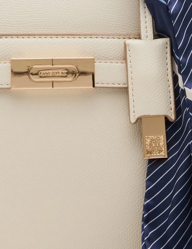 ان كلاين MEDIUM SATCHEL W/STRAP Cream Women's Satchel Bags
