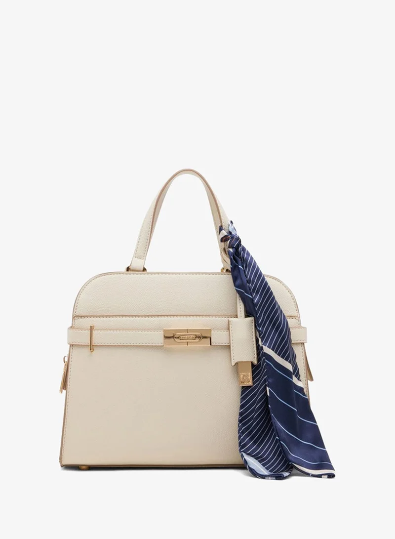 ان كلاين MEDIUM SATCHEL W/STRAP Cream Women's Satchel Bags