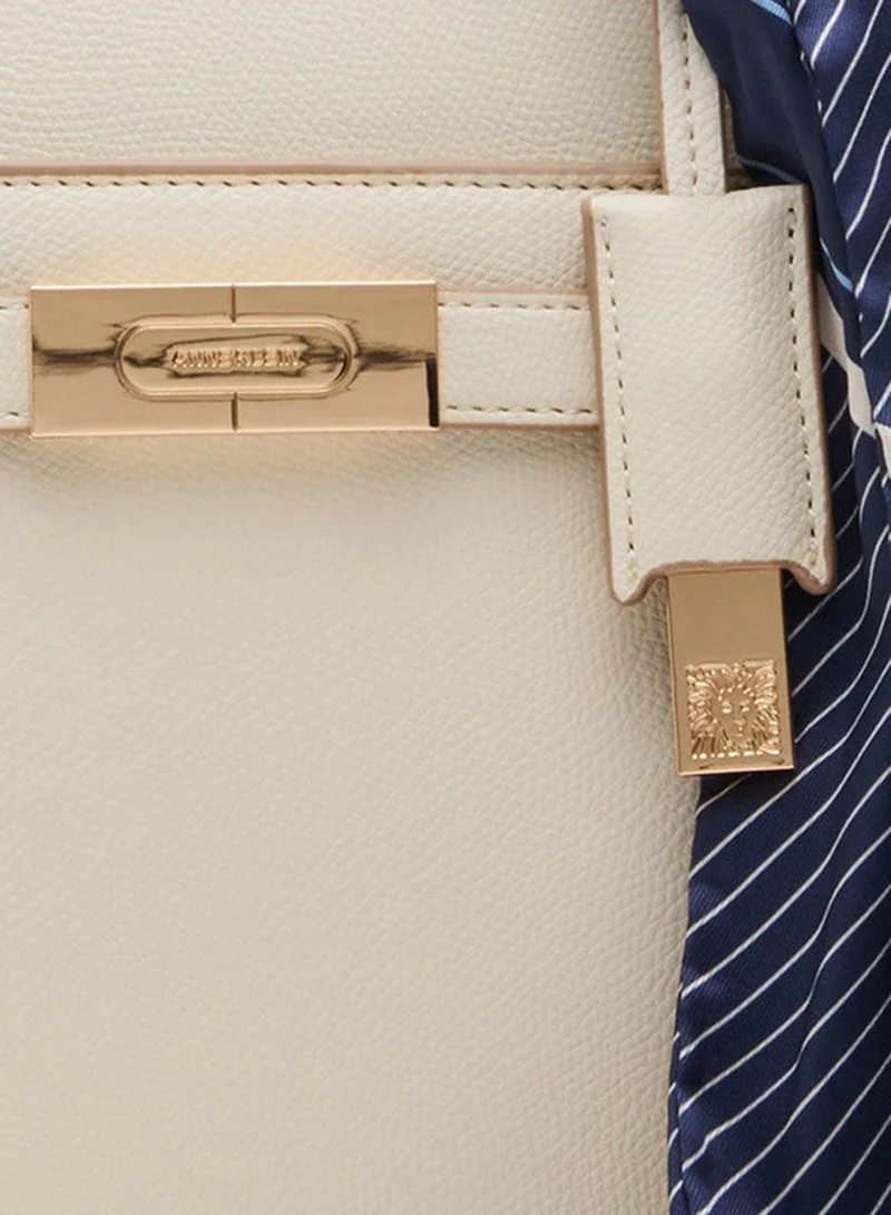 ان كلاين MEDIUM SATCHEL W/STRAP Cream Women's Satchel Bags