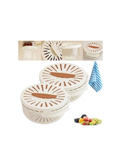 2-in-1 Drainer, 2 In 1 Drainer and Strainer, Kitchen Dual-Layer Draining Basket with Lid, Folding Colander with Handle for Food, Fruit Washing Bowl with Strainer (2pcs Brown)
