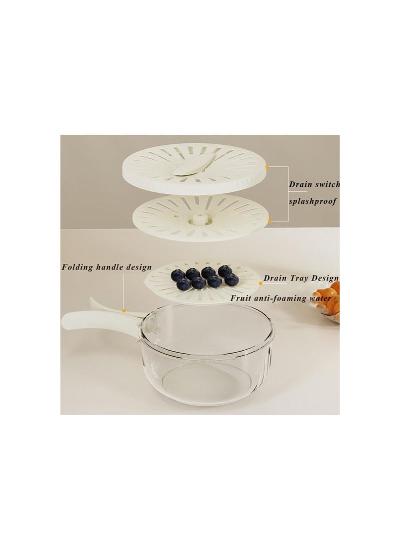 Generic - 2-in-1 Drainer, 2 In 1 Drainer and Strainer, Kitchen Dual-Layer Draining Basket with Lid, Folding Colander with Handle for Food, Fruit Washing Bowl with Strainer (2pcs Brown) - Image 1