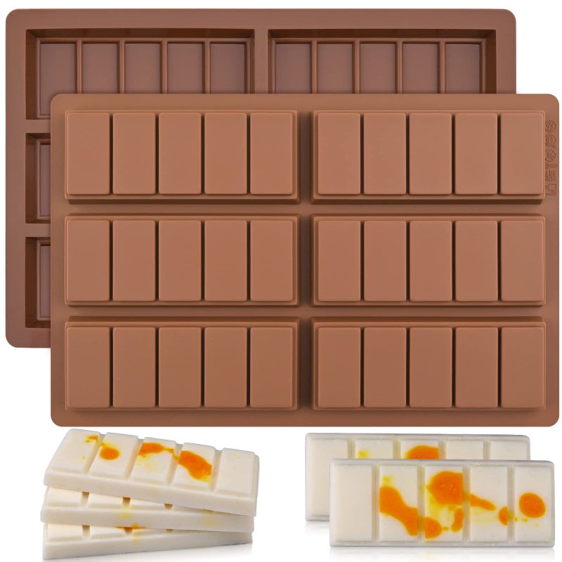 Wax Melt Molds SiliconeRectangle Silicone Wax Melt Chocolate Bar Mold For Wickless Wax Melt Candles Chocolate Bakeware Molds