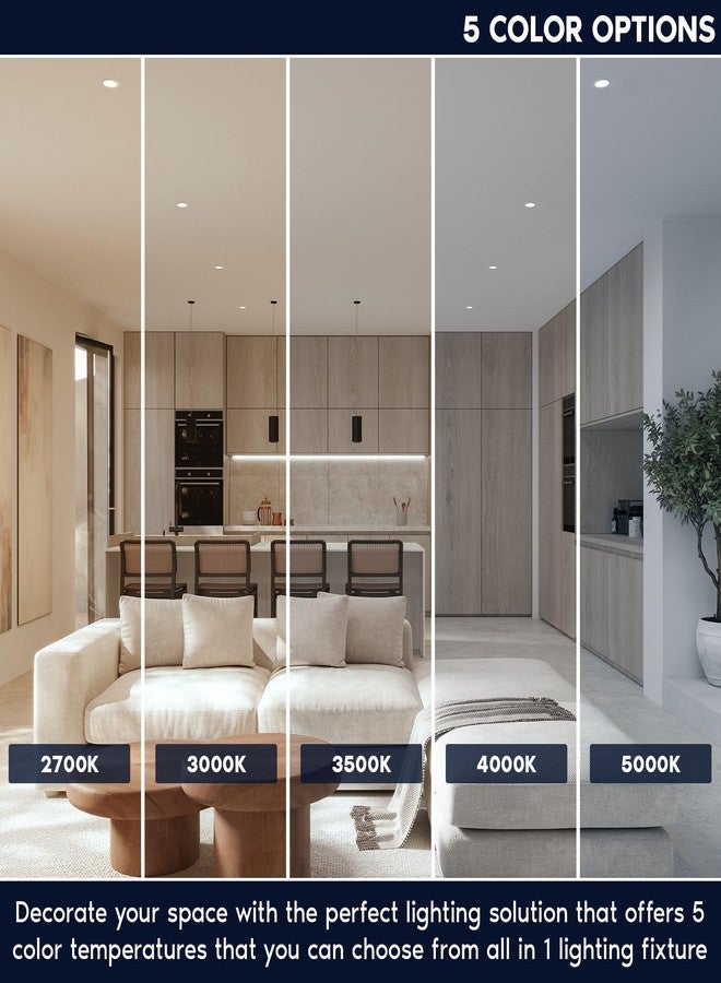 LUXRITE مصباح لوكسرايت LED غائر بدون إطار، 4 بوصة، 25 واط، 2000 لومن، 5 درجات حرارة لونية قابلة للاختيار من 2700 كلفن إلى 5000 كلفن، زاوية شعاع 38 درجة، قابل للتعتيم، مصباح ضغط وقفل، مؤشر تجسيد اللون 90، مقاوم للرطوبة ومصنف IC، مصباح سفلي للجدران الجصية، أبيض ETL - Image 2