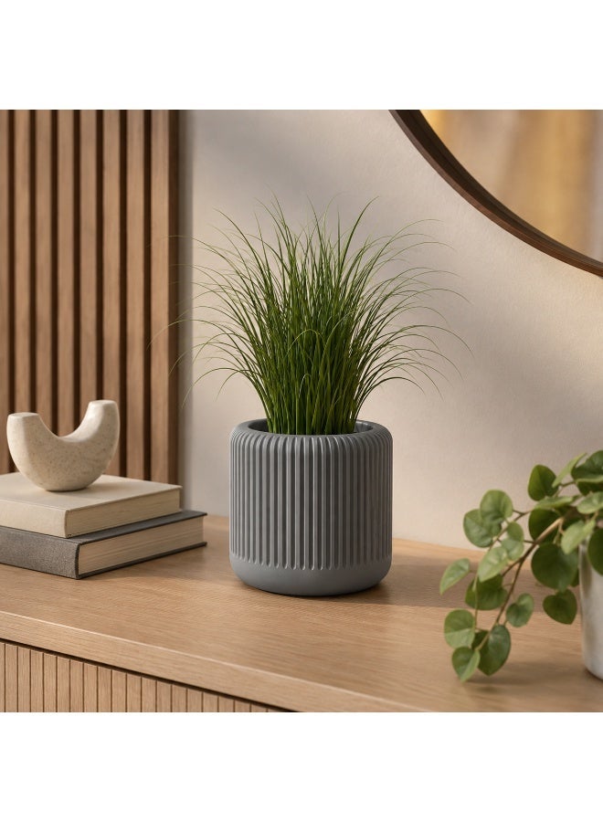 NAYATOPIA Modern Vertically Ribbed Plant Pot for Indoor Plants, Home and Office Décor, Grey, 11.3 x 10.5 cm - Image 4