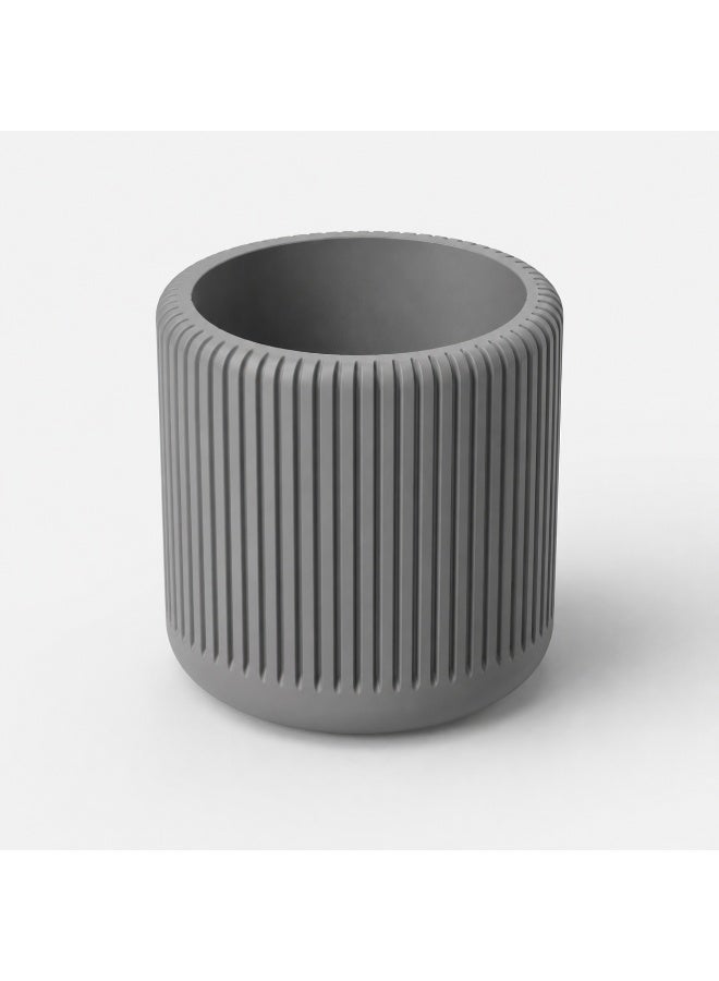 NAYATOPIA Modern Vertically Ribbed Plant Pot for Indoor Plants, Home and Office Décor, Grey, 11.3 x 10.5 cm - Image 2