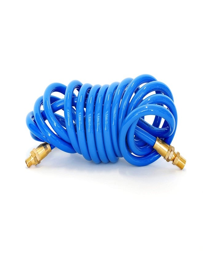 Steelman 15-Foot Coiled 3/8-Inch ID Air Hose with Reusable 1/4-Inch NPT Brass Fittings, Kink and Abrasion-Resistant Polyurethane Tubing - Image 4