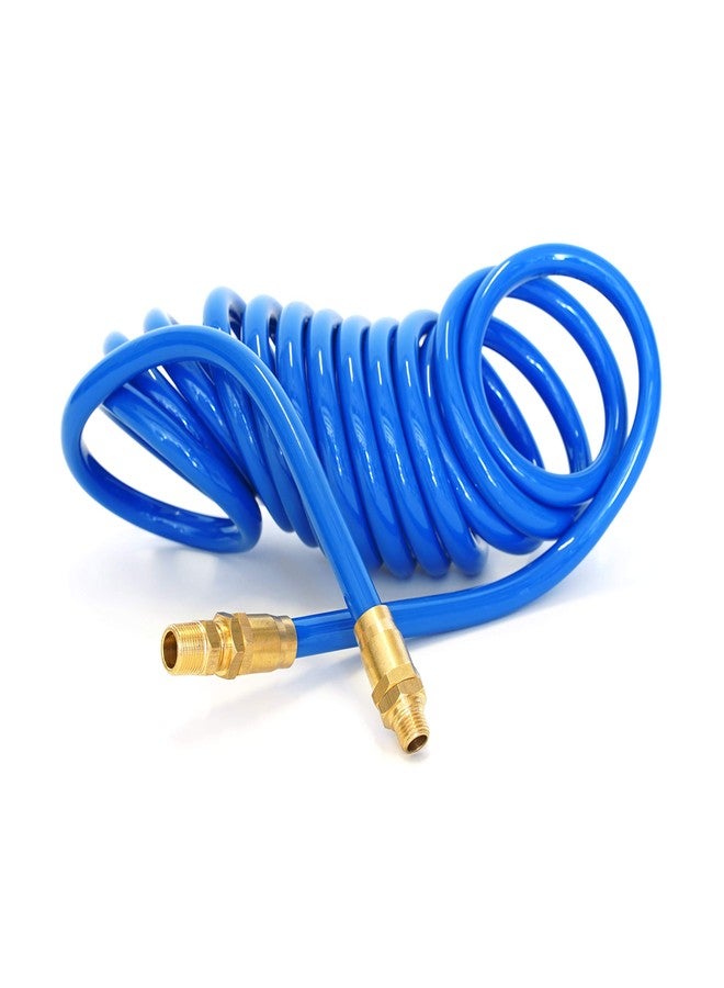 Steelman 15-Foot Coiled 3/8-Inch ID Air Hose with Reusable 1/4-Inch NPT Brass Fittings, Kink and Abrasion-Resistant Polyurethane Tubing - Image 1