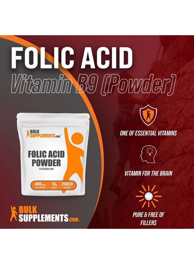 Folic Acid Powder Vitamin B9 Folic Acid Supplement Folic Acid Prenatal Vitamins Folate Supplement For Women Folic Acid 800 Mcg Per Serving (10 Grams 0.35 Oz)