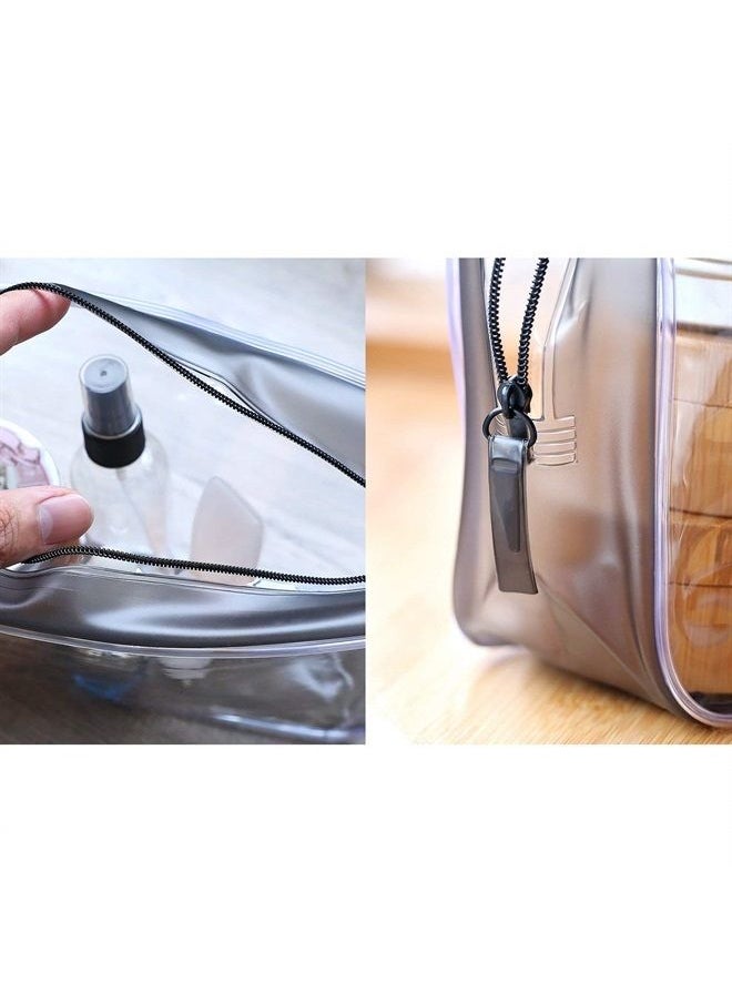 Pangda 5 Pack Clear PVC Zippered Toiletry Carry Pouch Portable Cosmetic Makeup Bag for Vacation, Bathroom and Organizing (Large, Transparent)  - Image 3