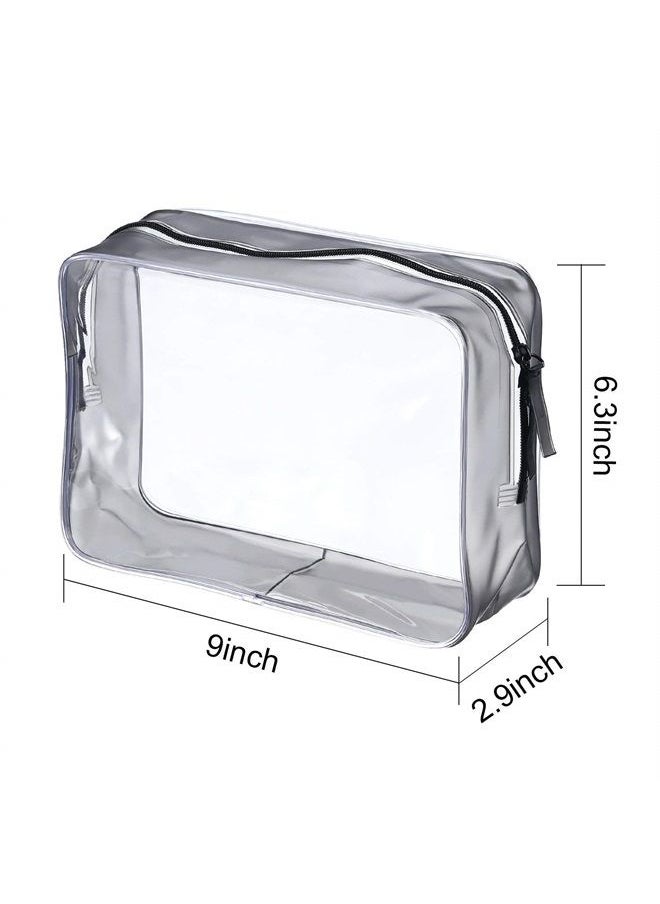 Pangda 5 Pack Clear PVC Zippered Toiletry Carry Pouch Portable Cosmetic Makeup Bag for Vacation, Bathroom and Organizing (Large, Transparent)  - Image 2