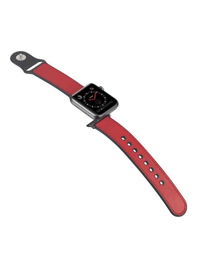 NIBEMINENT Paste Leather TPU Watchband For Apple Watch Series 7/6/5/4/3/2/1/SE 41/40/38mm Red - Image 5